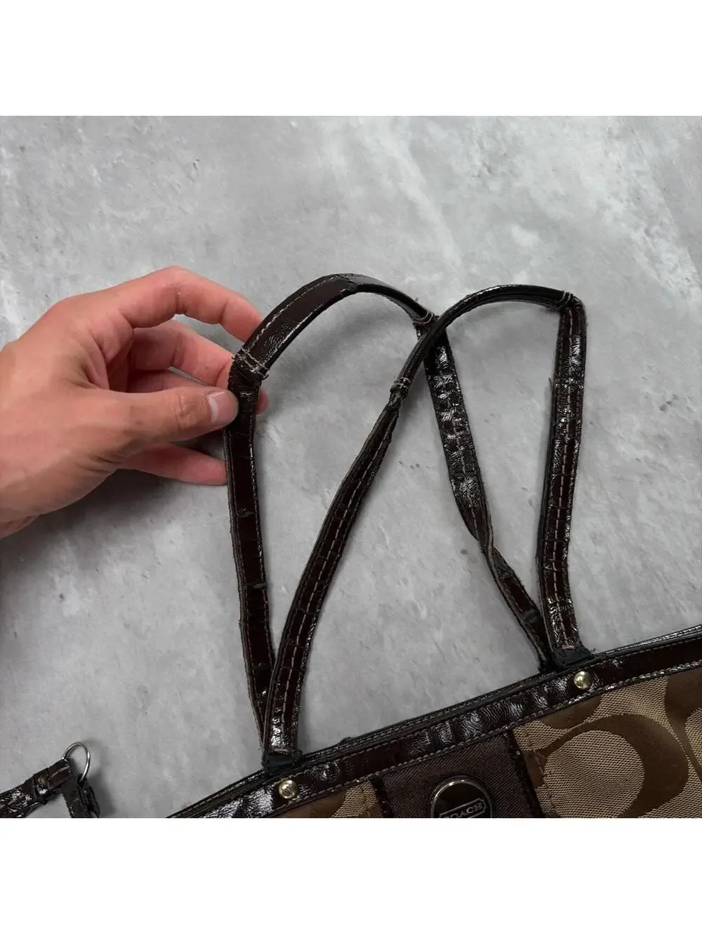 Y2K Brown Coach Monogram Distressed Poppy Shoulder Bag